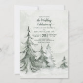 Waterverf Fir Trees Winter Wedding Kaart (Voorkant)