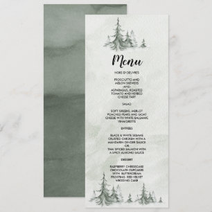 Waterverf Fir Trees Winter Wedding Menu