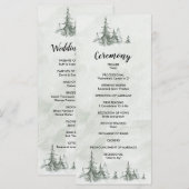Waterverf Fir Trees Winter Wedding Programma (Voorkant / Achterkant)