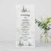 Waterverf Fir Trees Winter Wedding Programma (Staand voorkant)