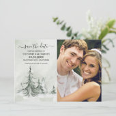 Waterverf Fir Trees Winter Wedding Save The Date (Staand voorkant)