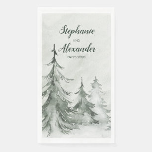 Waterverf Fir Trees Winter Wedding Servet