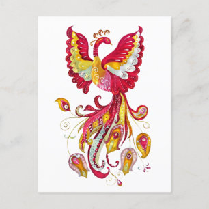Waterverf Firebird of Phoenix Fantasy Bird Briefkaart