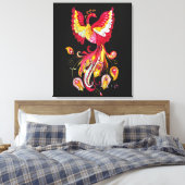 Waterverf Firebird of Phoenix Fantasy Creature Canvas Afdruk (Insitu (Slaapkamer))