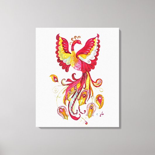 Waterverf Firebird of Phoenix Fantasy Creature Canvas Afdruk (Voorkant)