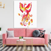 Waterverf Firebird of Phoenix Fantasy Creature Canvas Afdruk (Insitu (Woonkamer))