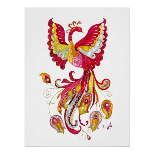 Waterverf Firebird of Phoenix Fantasy Creature Perfect Poster