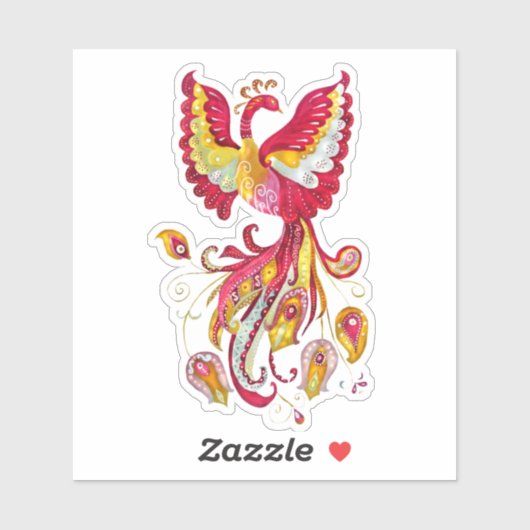 Waterverf Firebird of Phoenix Fantasy Creature Sticker (Vel)