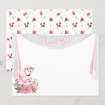 Waterverf Flamingo Baby Shower Bedankkaart