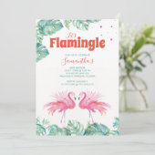 Waterverf Flamingo Baby shower Kaart (Staand voorkant)