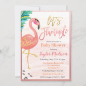 Waterverf Flamingo Baby shower Uitnodiging (Voorkant)