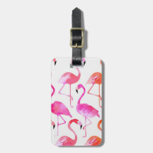Waterverf Flamingo |  Bagagelabel