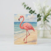 Waterverf Flamingo Beach Post Kaart (Staand voorkant)