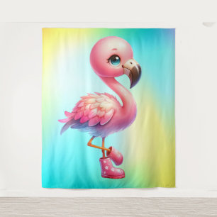 Waterverf Flamingo Cartoon Beeldmateriaal Wandkleed
