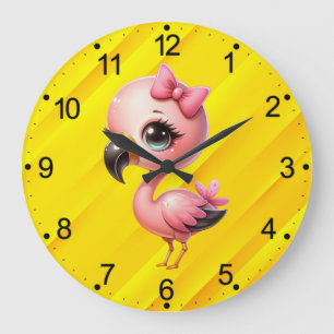 Waterverf Flamingo Cartoon Clipart Grote Klok