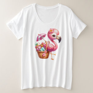 Waterverf Flamingo Cartoon Clipart Grote Maat T-shirt