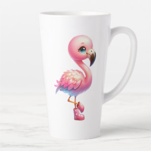 Waterverf Flamingo Cartoon Clipart Latte Mok