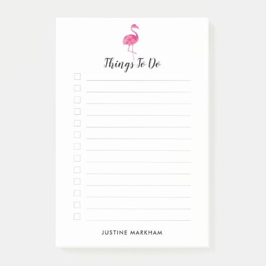 Waterverf Flamingo die wordt gepersonaliseerd om L Post-it® Notes (Voorkant)