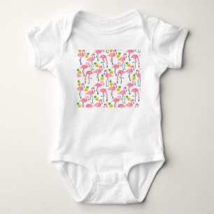 Waterverf Flamingo en Ananas: Tropische Set. Romper