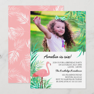 Waterverf Flamingo Foto Verjaardagsfeest Kaart