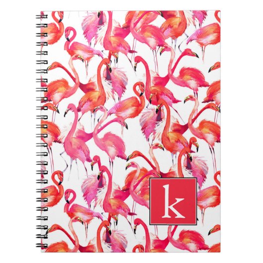 Waterverf flamingo in Waterverven | Jouw namen toe Notitieboek (Voorkant)