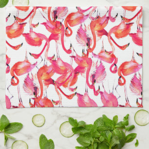 Waterverf flamingo in Waterverven Jouw namen toe Theedoek