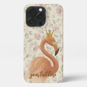 Waterverf Flamingo iPhone Hoesje met Gouden Kroon iPhone 13 Pro Hoesje