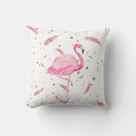 Waterverf Flamingo met Floating Feathers Pillow Kussen