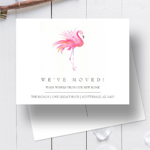 Waterverf Flamingo New Home Moving Announge Briefkaart