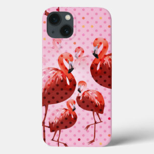Waterverf Flamingo patroon iPhone 13 Hoesje