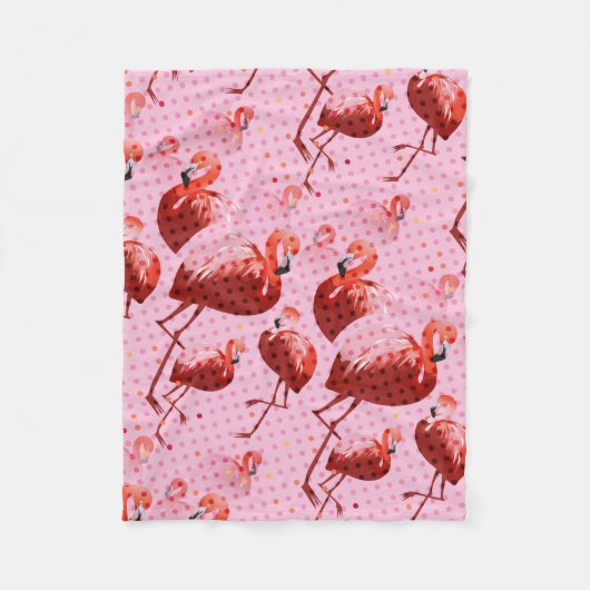 Waterverf Flamingo patroon Fleece Deken (Voorkant)