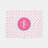 Waterverf Flamingo patroon gepersonaliseerd monogr Fleece Deken (Voorkant (Horizontaal))