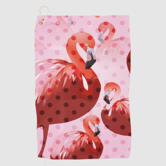 Waterverf Flamingo patroon Golfhanddoek (Voorkant)