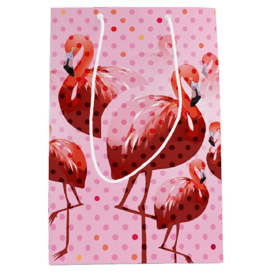 Waterverf Flamingo patroon Medium Cadeauzakje (Voorkant)