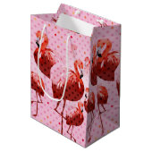 Waterverf Flamingo patroon Medium Cadeauzakje (Voorkant Gekanteld)