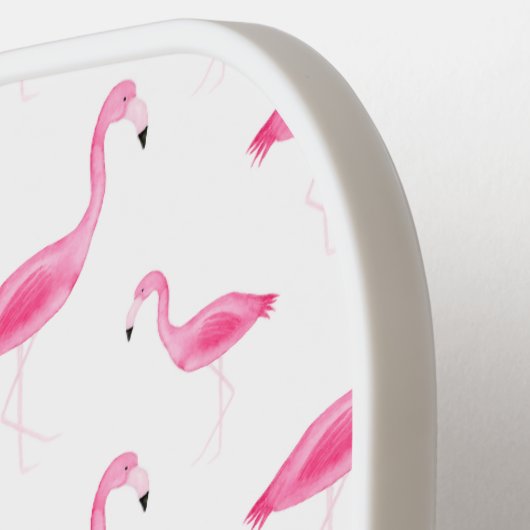 Waterverf Flamingo patroon op maat Pickleball Paddle (Links Detail)