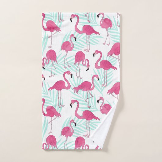 Waterverf Flamingo Pink en Mint Tropical Bad Handdoek (Handdoek)