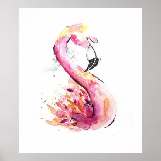 Waterverf Flamingo Print Art | Funny Flamingo (Voorkant)