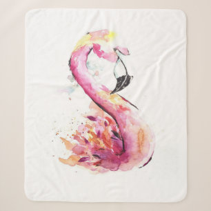 Waterverf Flamingo Print Art Funny Flamingo Sherpa Deken