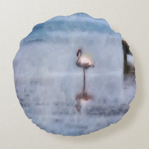 Waterverf Flamingo Rond Kussen