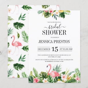 Waterverf Flamingo Tropical Floral Vrijgezellenfee Kaart