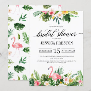 Waterverf Flamingo Tropical Floral Vrijgezellenfee Kaart