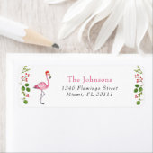 Waterverf Flamingo Tropical Kerstadres Etiket (Insitu)