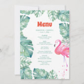 Waterverf Flamingo Tropical Menu Kaart (Voorkant)