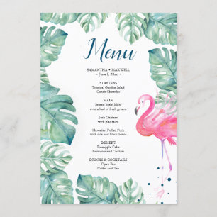 Waterverf Flamingo Tropical Menu Kaart