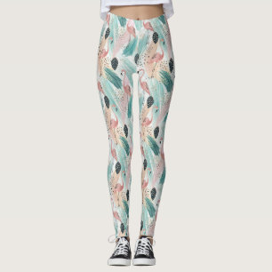Waterverf Flamingo Tropisch Patroon Leggings