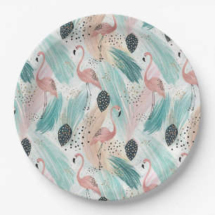Waterverf Flamingo Tropisch Patroon Papieren Bordje