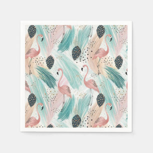 Waterverf Flamingo Tropisch Patroon Servet