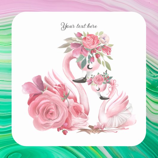 Waterverf Flamingo White Custom Vierkante Sticker