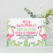 Waterverf Flamingos Birthday Party Invitation Kaart (Staand voorkant)